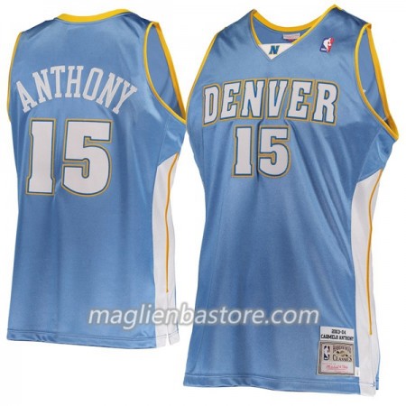 Maglia NBA Denver Nugget Carmelo Anthony 15 Hardwood Classics Blu Swingman - Uomo